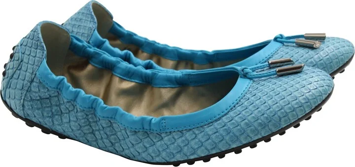 Ballerina Dee Laccetto Flats in Light Blue Leather