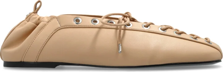 Ballerinas With Laces, , - Beige
