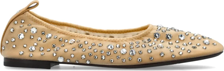 Ballerinas With Shimmering Crystals, , - Beige