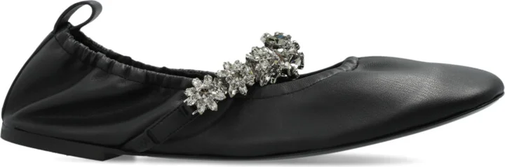 Ballet Flats Elsa With Crystal Strap, , - Black
