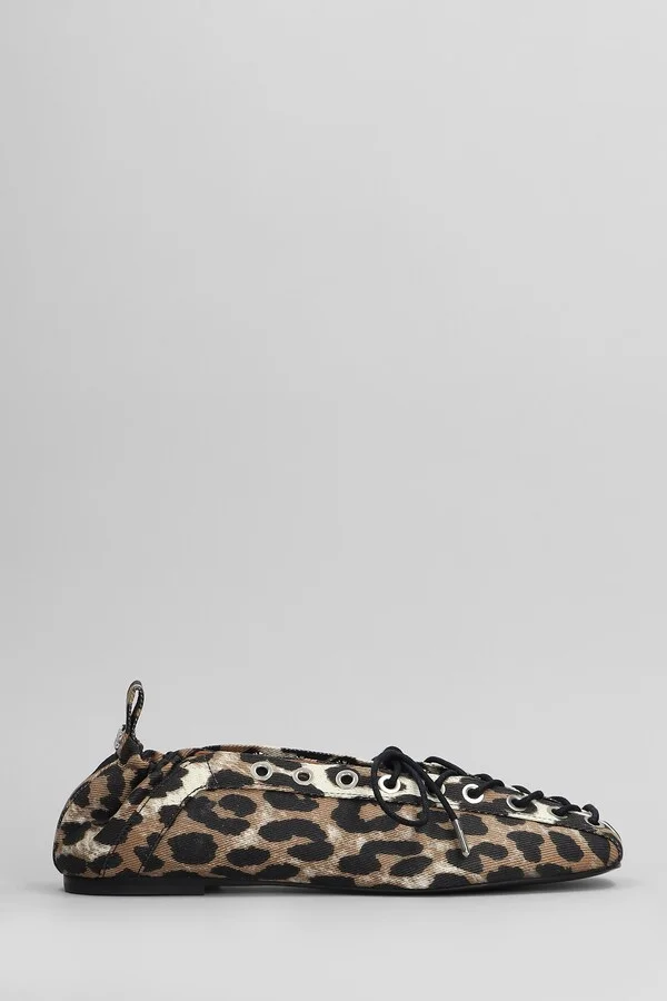 Ballet Flats In Animalier Cotton