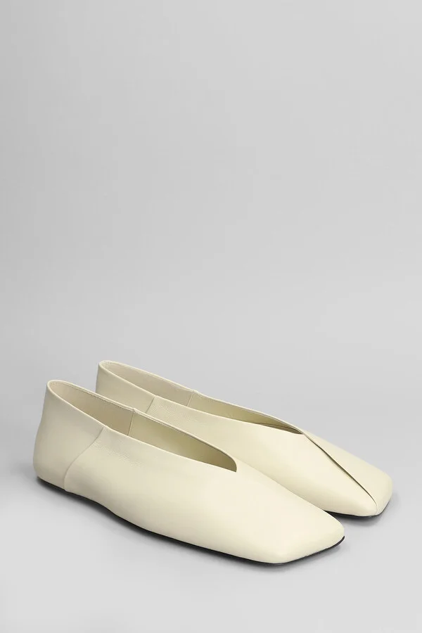 Ballet Flats In Beige Leather - Image 2