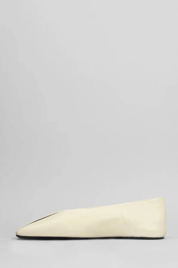Ballet Flats In Beige Leather - Image 3