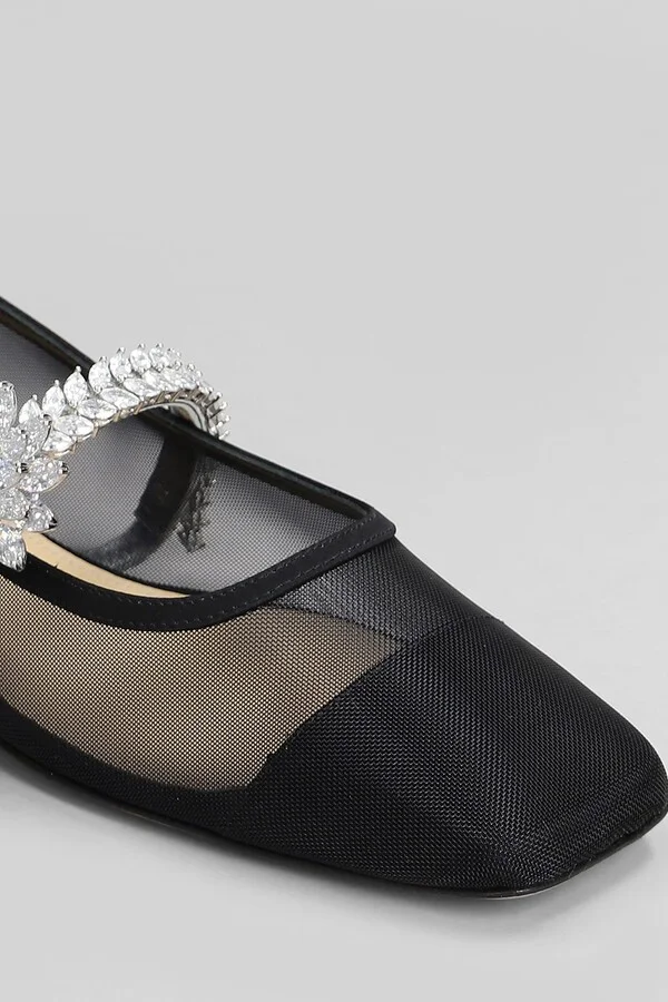 Ballet Flats In Black Fabric - Image 5