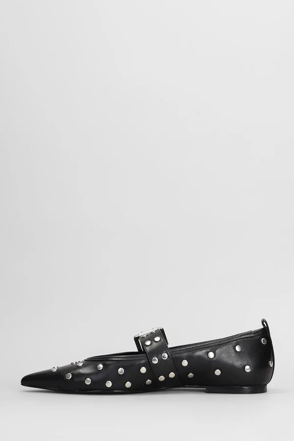 Ballet Flats In Black Leather - Image 3