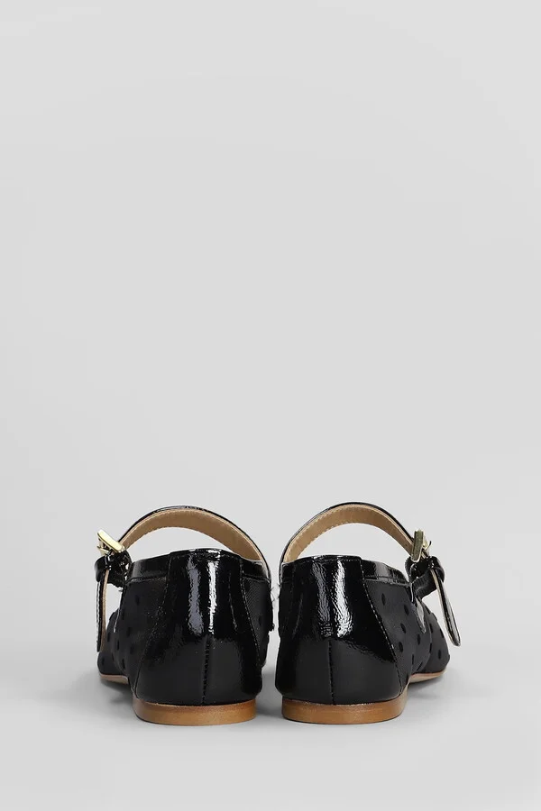 Ballet Flats In Black Leather And Fabric - Image 4