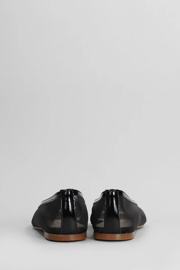 Ballet Flats In Black Leather And Fabric - Image 4