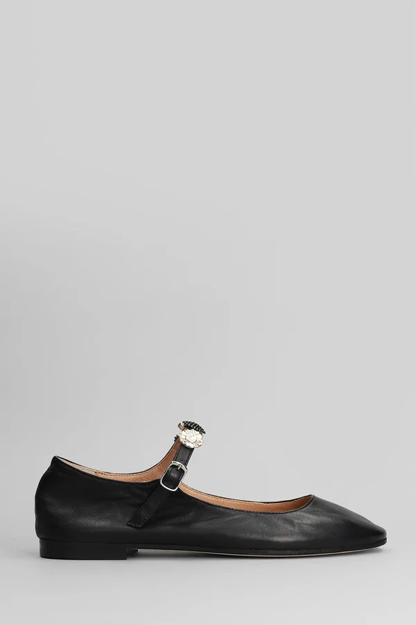 Ballet Flats In Black Leather