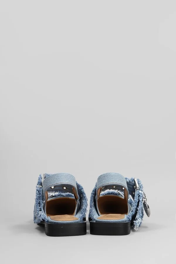 Ballet Flats In Blue Cotton - Image 4