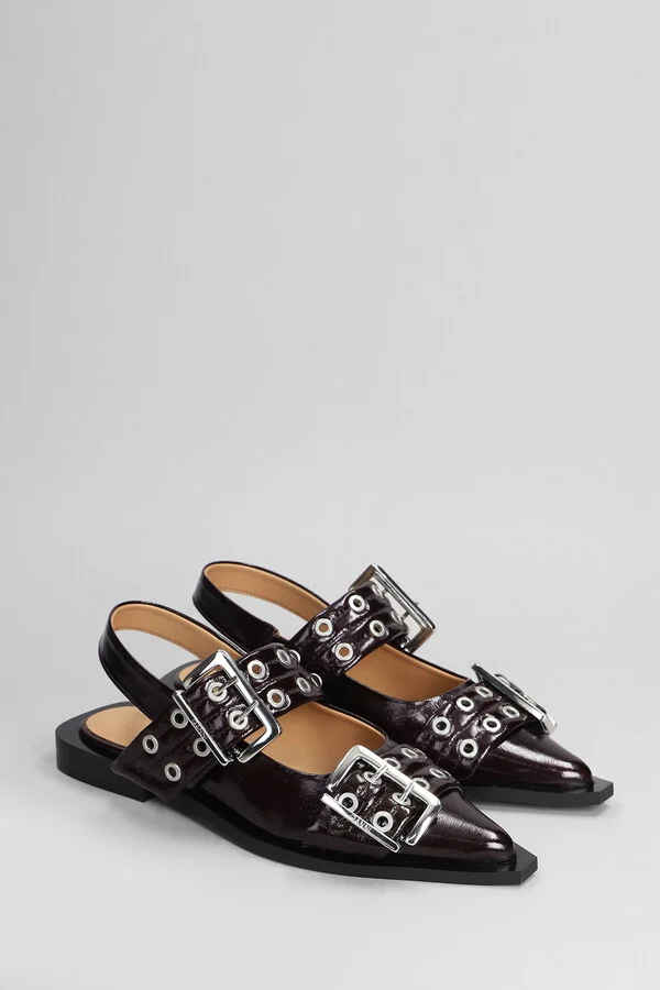 Ballet Flats In Bordeaux Polyester - Image 2