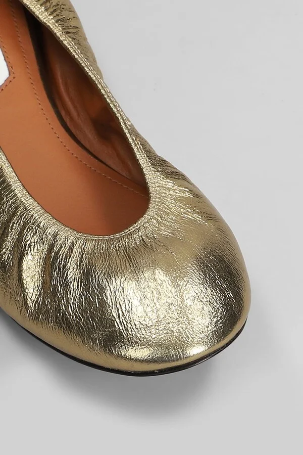 Ballet Flats In Gold Leather - Image 5