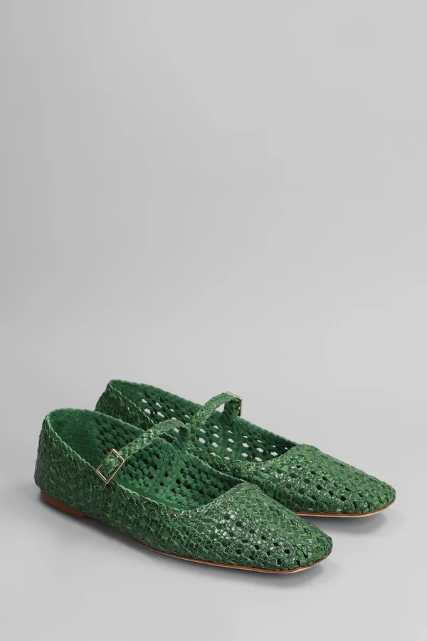Ballet Flats In Green Leather - Image 2
