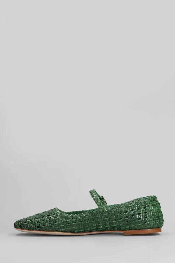 Ballet Flats In Green Leather - Image 3