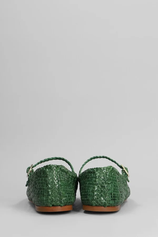 Ballet Flats In Green Leather - Image 4