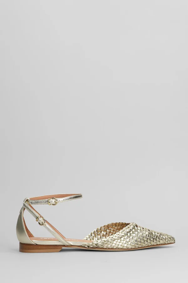 Ballet Flats In Platinum Leather