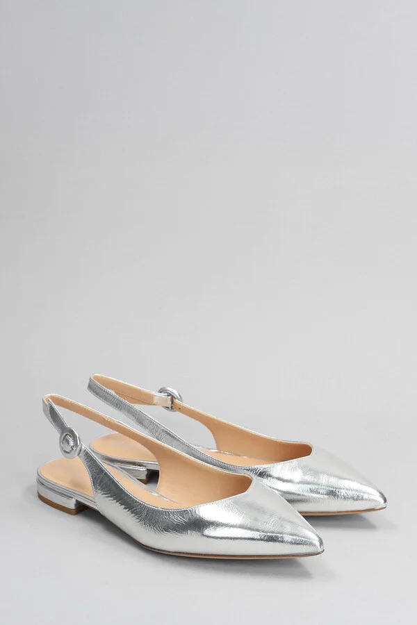 Ballet Flats In Silver Leather - Image 2