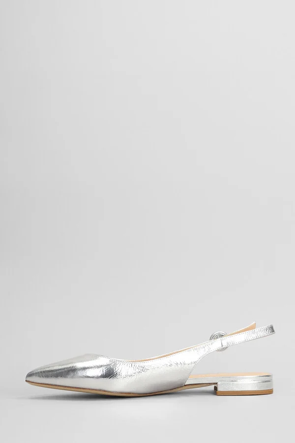 Ballet Flats In Silver Leather - Image 3