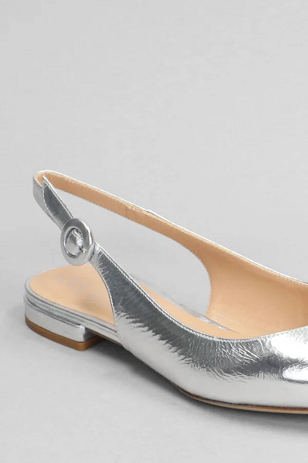 Ballet Flats In Silver Leather - Image 5