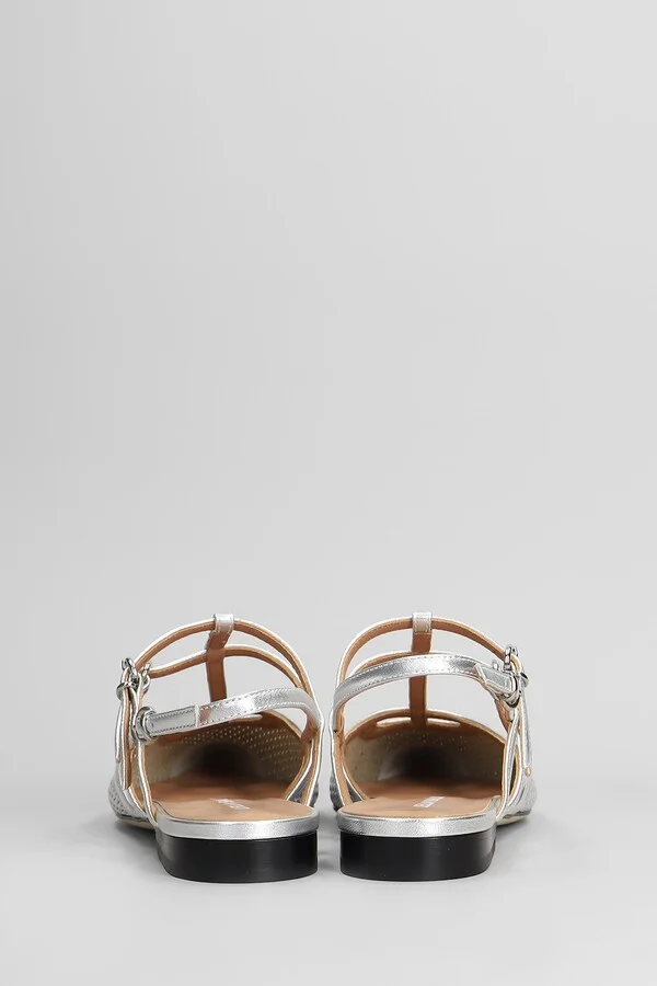 Ballet Flats In Silver Leather - Image 4