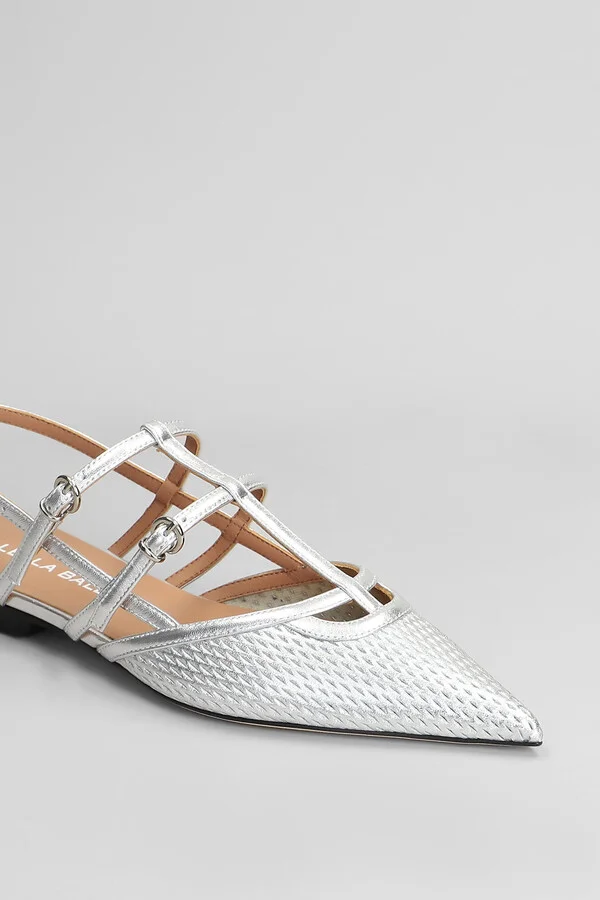 Ballet Flats In Silver Leather - Image 5