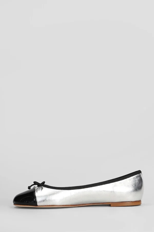 Ballet Flats In Silver Leather - Image 3