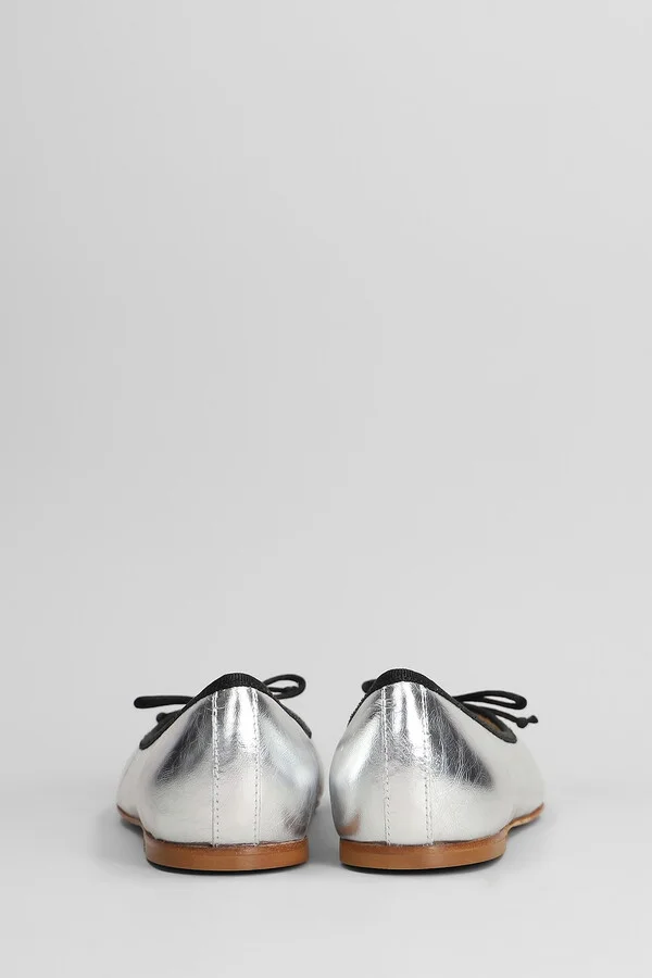 Ballet Flats In Silver Leather - Image 4