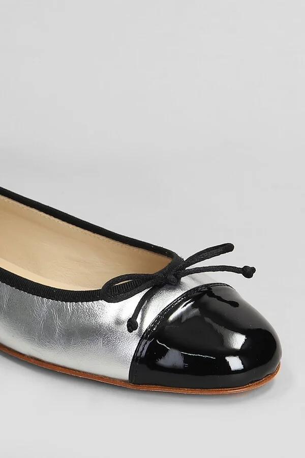 Ballet Flats In Silver Leather - Image 5