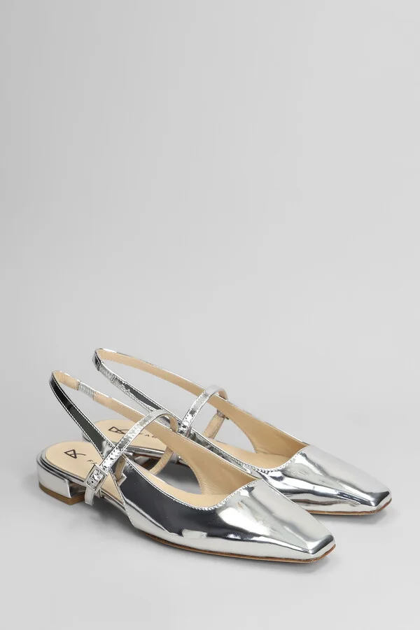 Ballet Flats In Silver Leather - Image 2