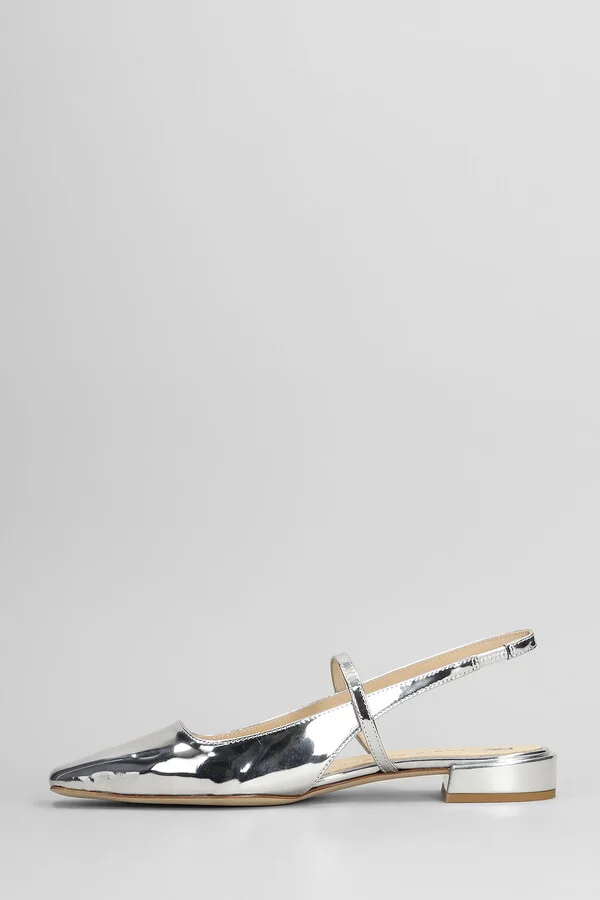 Ballet Flats In Silver Leather - Image 3