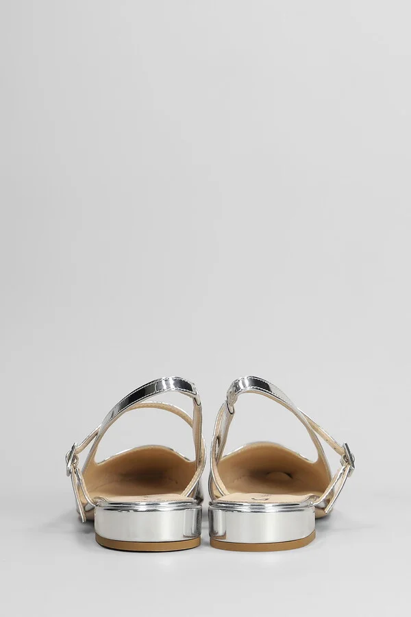 Ballet Flats In Silver Leather - Image 4