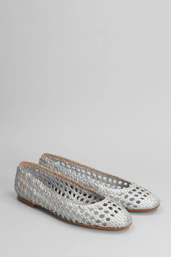 Ballet Flats In Silver Leather - Image 2