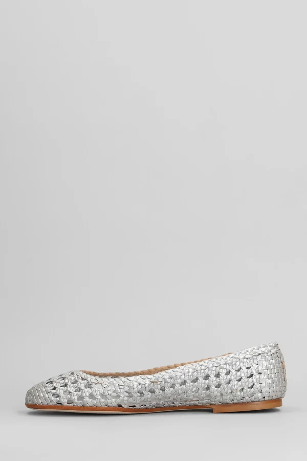 Ballet Flats In Silver Leather - Image 3