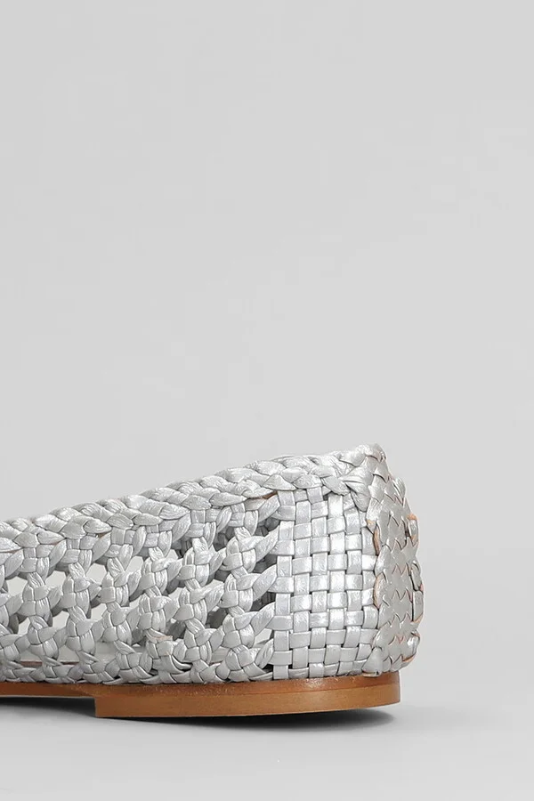 Ballet Flats In Silver Leather - Image 5