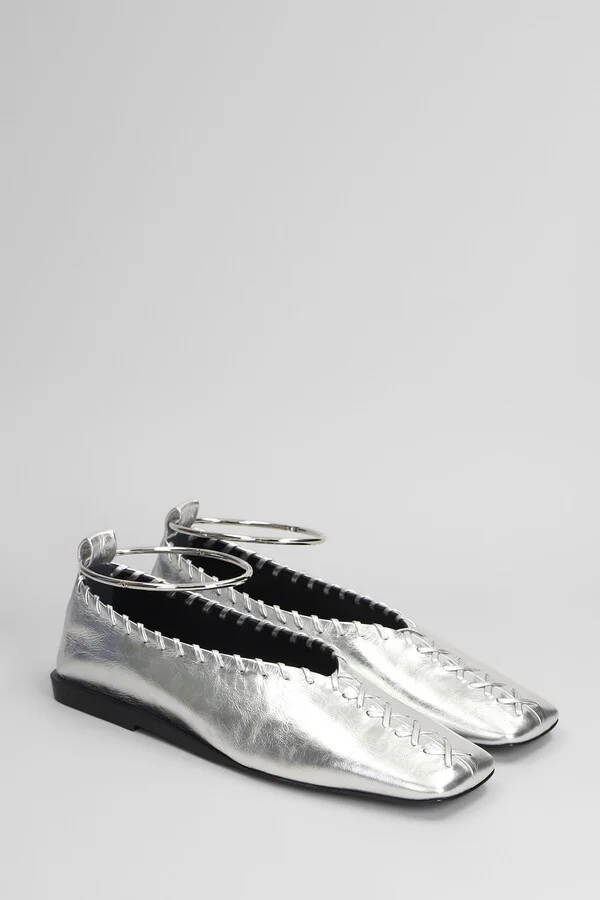 Ballet Flats In Silver Leather - Image 2