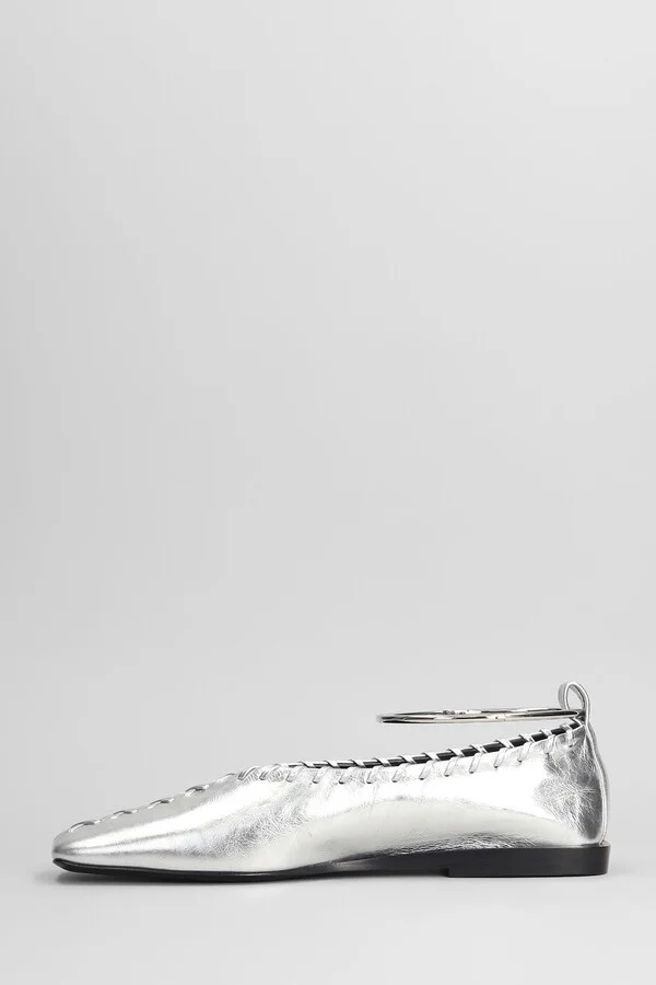 Ballet Flats In Silver Leather - Image 3