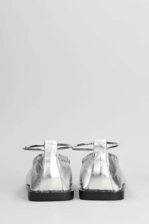 Ballet Flats In Silver Leather - Image 4