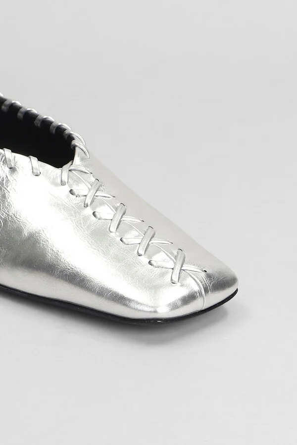 Ballet Flats In Silver Leather - Image 5