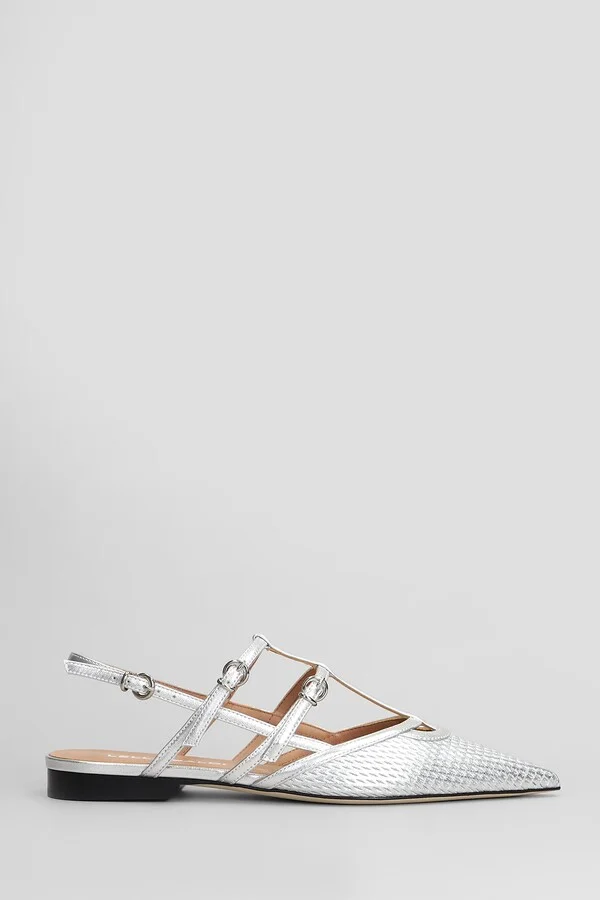 Ballet Flats In Silver Leather