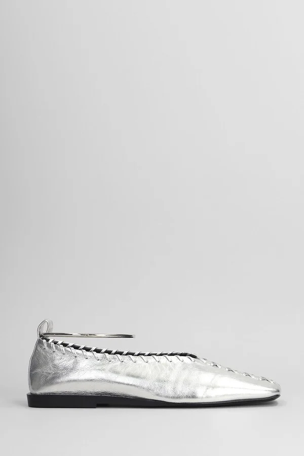 Ballet Flats In Silver Leather