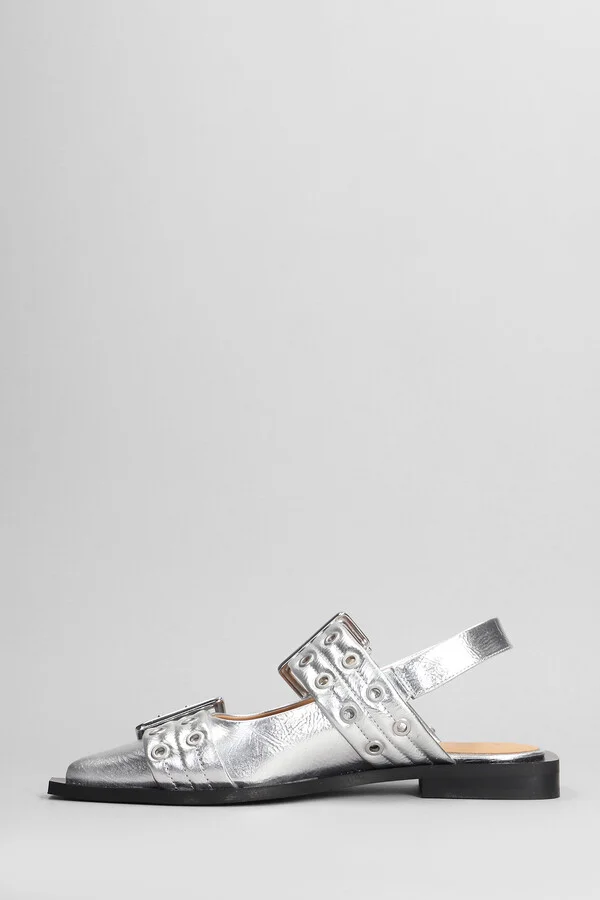 Ballet Flats In Silver Polyester - Image 3