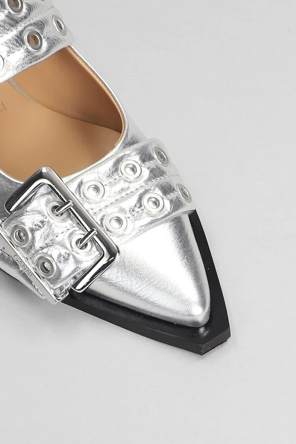 Ballet Flats In Silver Polyester - Image 5