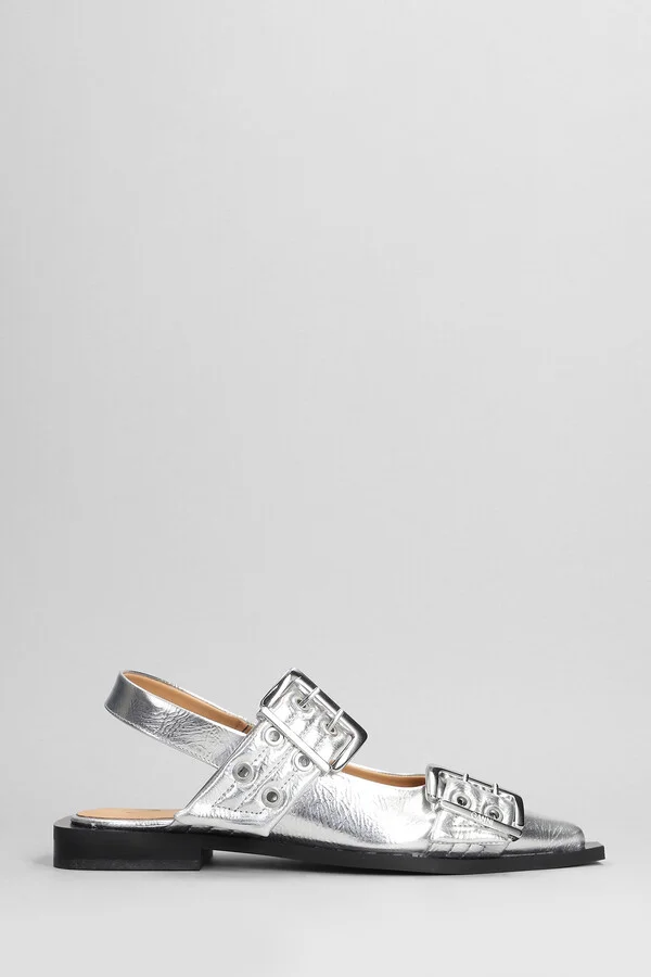 Ballet Flats In Silver Polyester
