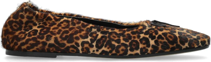 Ballet Flats With Animal Motif, , - Brown