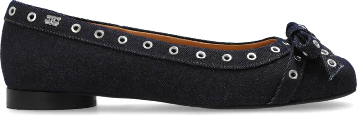 Ballet Flats With Bow, , Navy - Blue