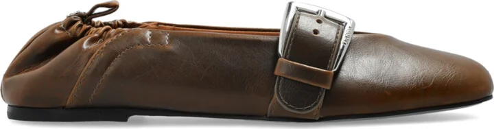 Ballet Flats With Buckles, , - Brown