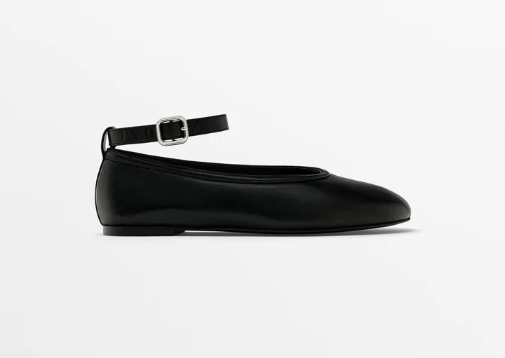 Ballet Flats With Detachable Strap