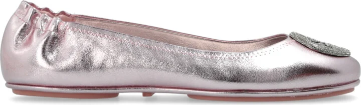 Ballet Flats With Logo-shaped Appliqué, , - Pink