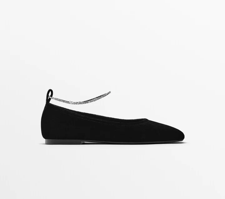 Ballet Flats With Rhinestone Ankle Strap - Image 2