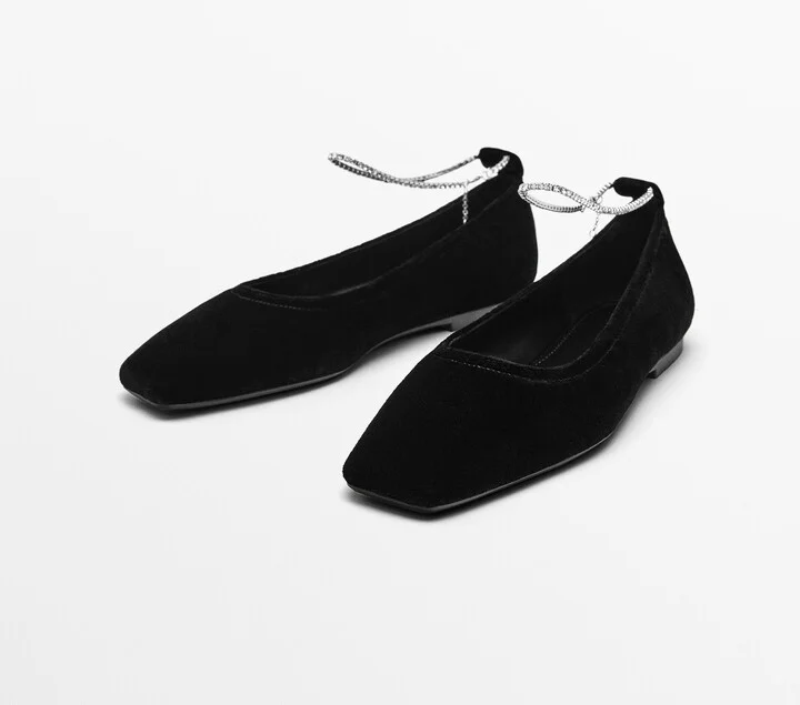 Ballet Flats With Rhinestone Ankle Strap - Image 3