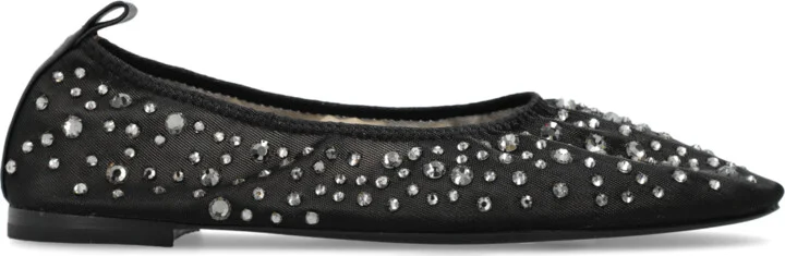 Ballet Flats With Shimmering Crystals, , - Black